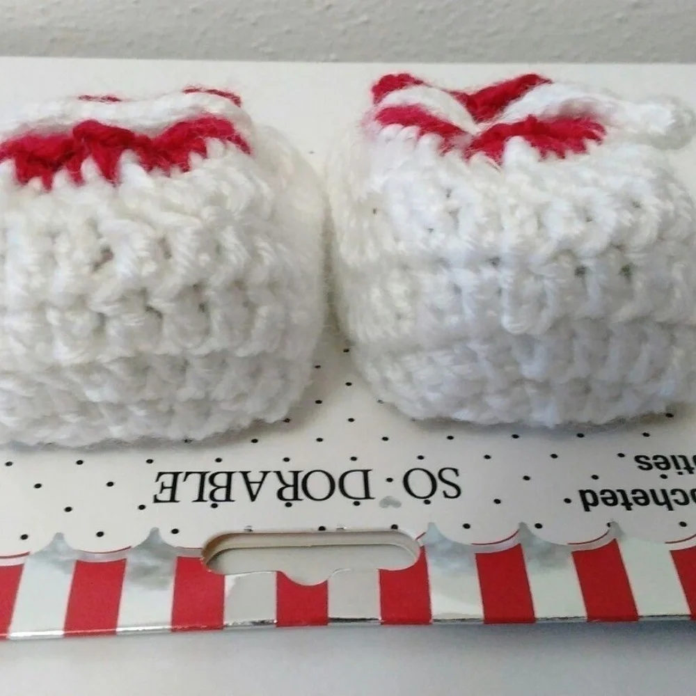 Hand Crochet Baby White Knit Bootie 6 to 12 months‎